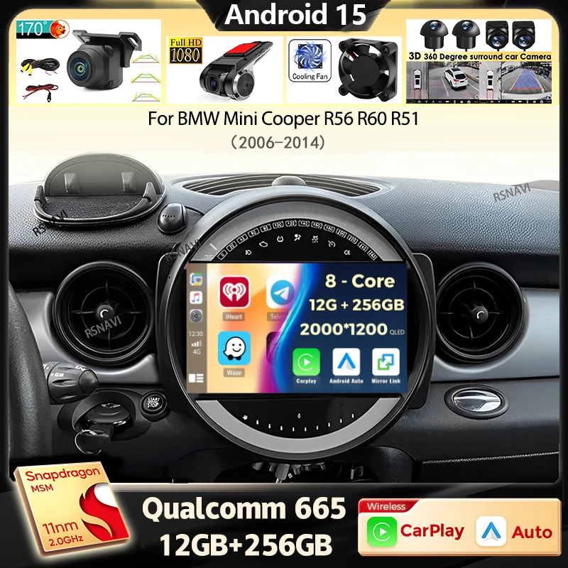 Bmw Mini R60 Android Android 15, беспроводной автомобильный радиоприемник Carplay для BMW ...