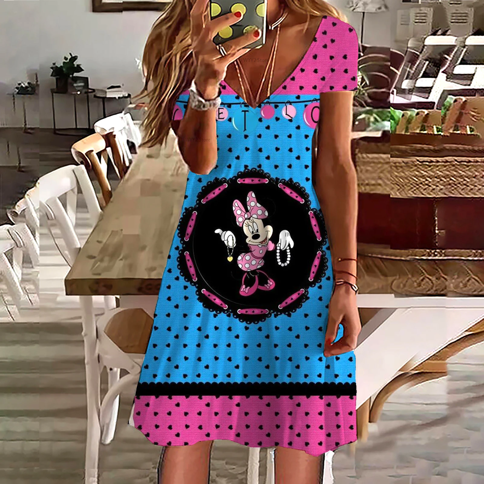 Женское летнее пляжное платье с принтом Минни Маус |