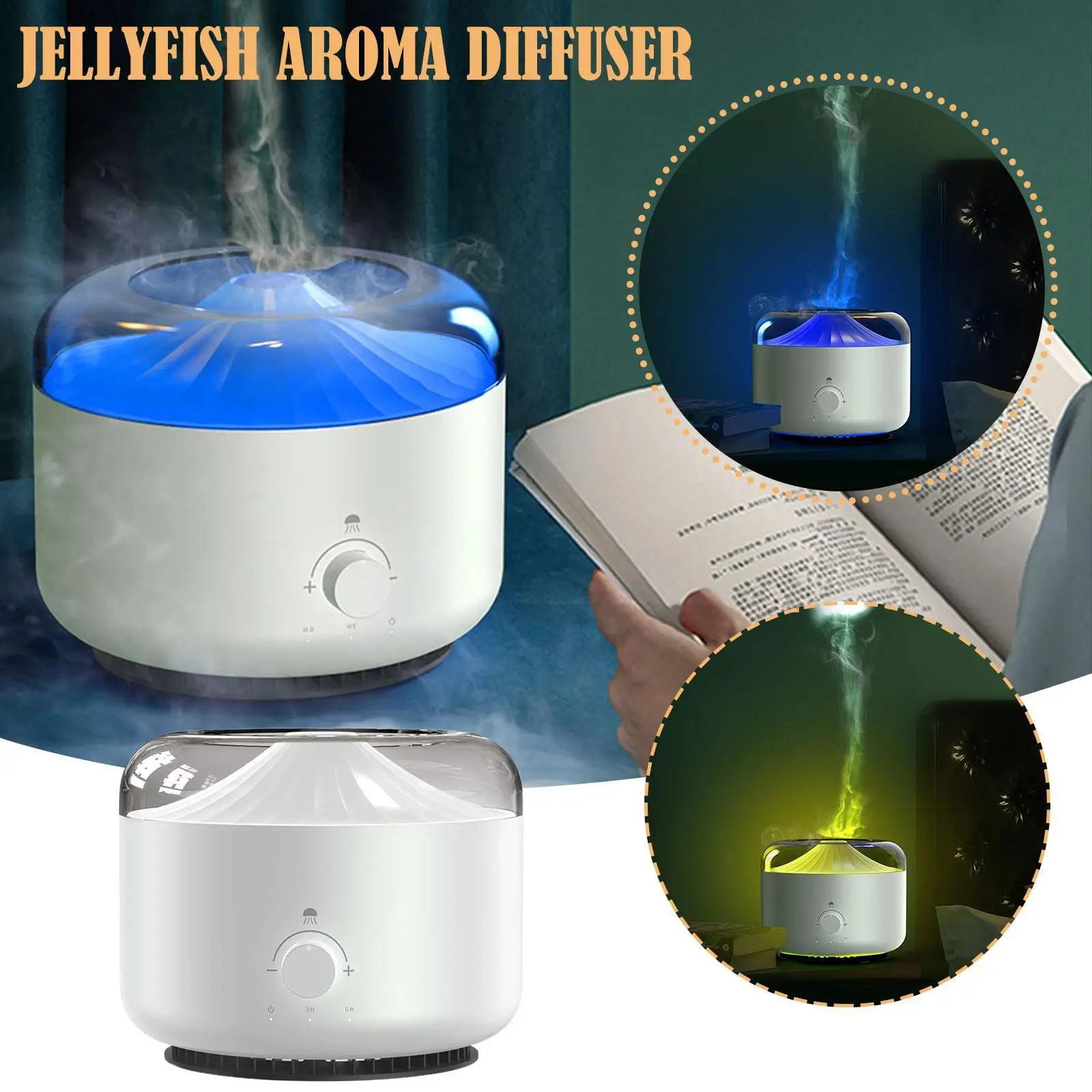 

New Air Humidifier Intelligent Smoke Ring Aromatherapy Night Diffuser Oil Large Capacity 1.3l Light Essential Colorful Atom T5e8