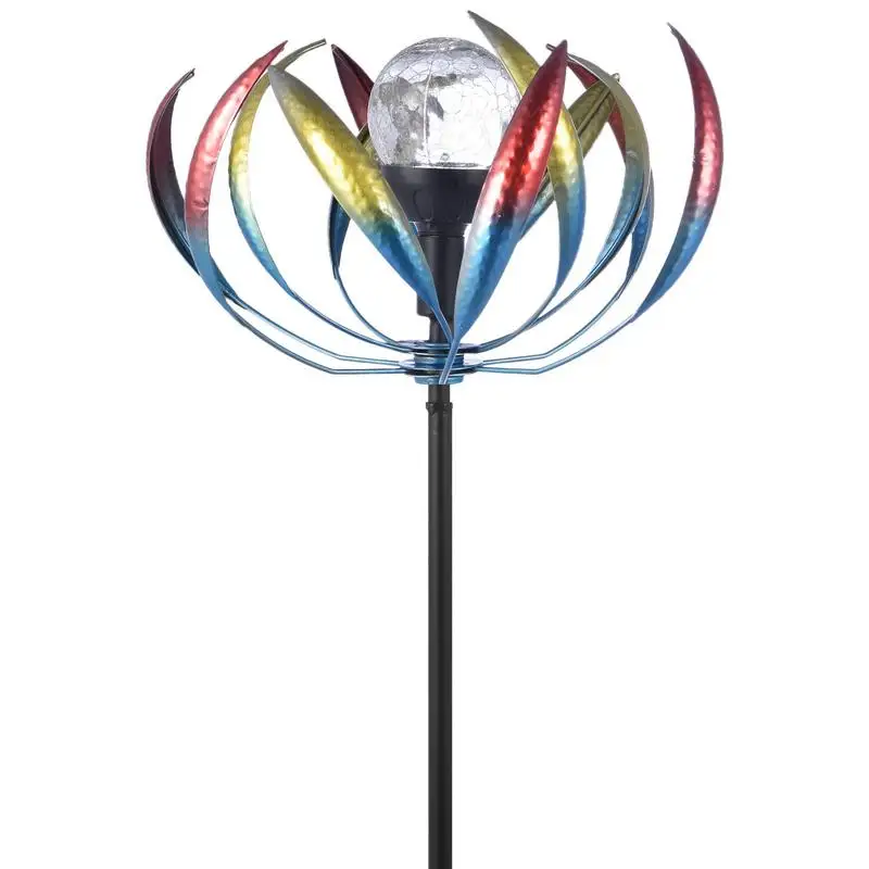 

Solar Lamp Wrought Iron Wind Spinner Outdoor Metal Solar Windmill Outdoor Garden Stake Lights For Lawn Garden Decoration
