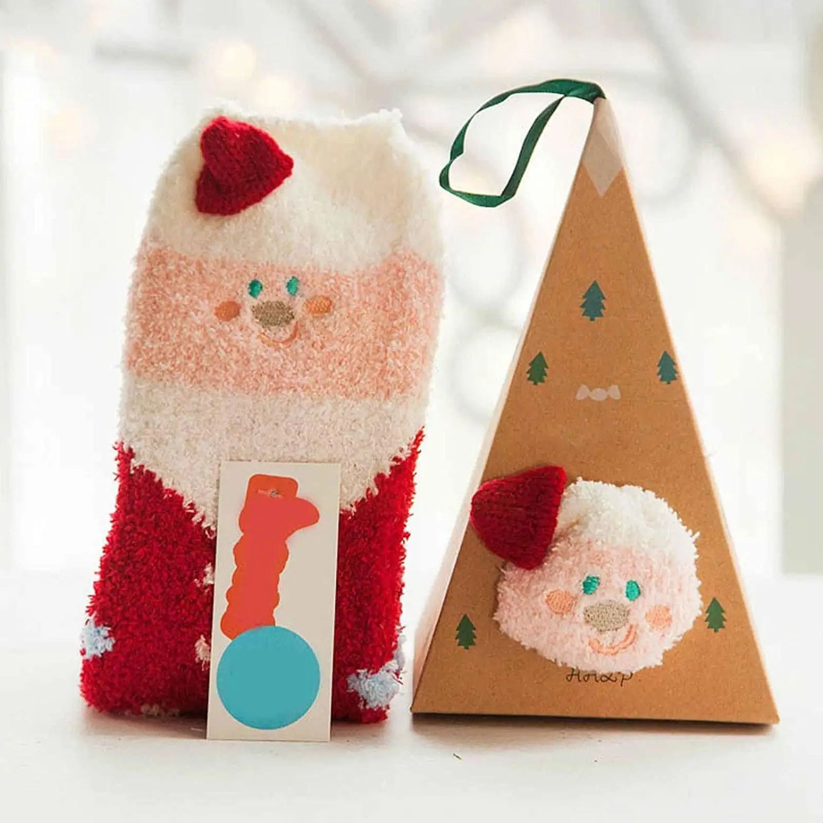 

Милые рождественские носки с оленем, подарок, объемные пушистые коралловые бархатные плотные теплые зимние носки для женщин, новогодний по...