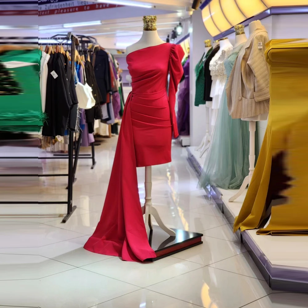 

Винтажные Вечерние платья на одно плечо, шикарные элегантные женские платья мини-русалки с длинным рукавом для выпускного вечера