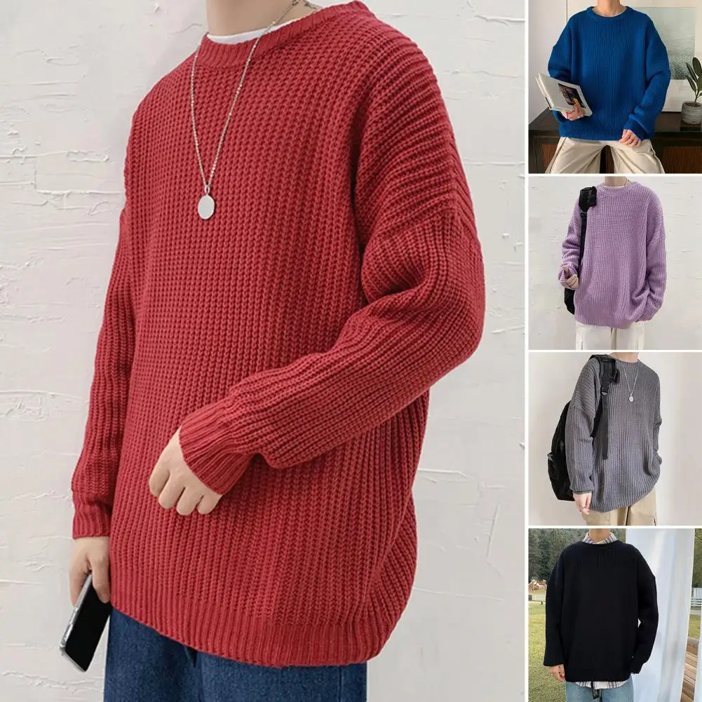 

Popular Sweater Round Neck Knit Soft Pullover Elastic Autumn Sweater