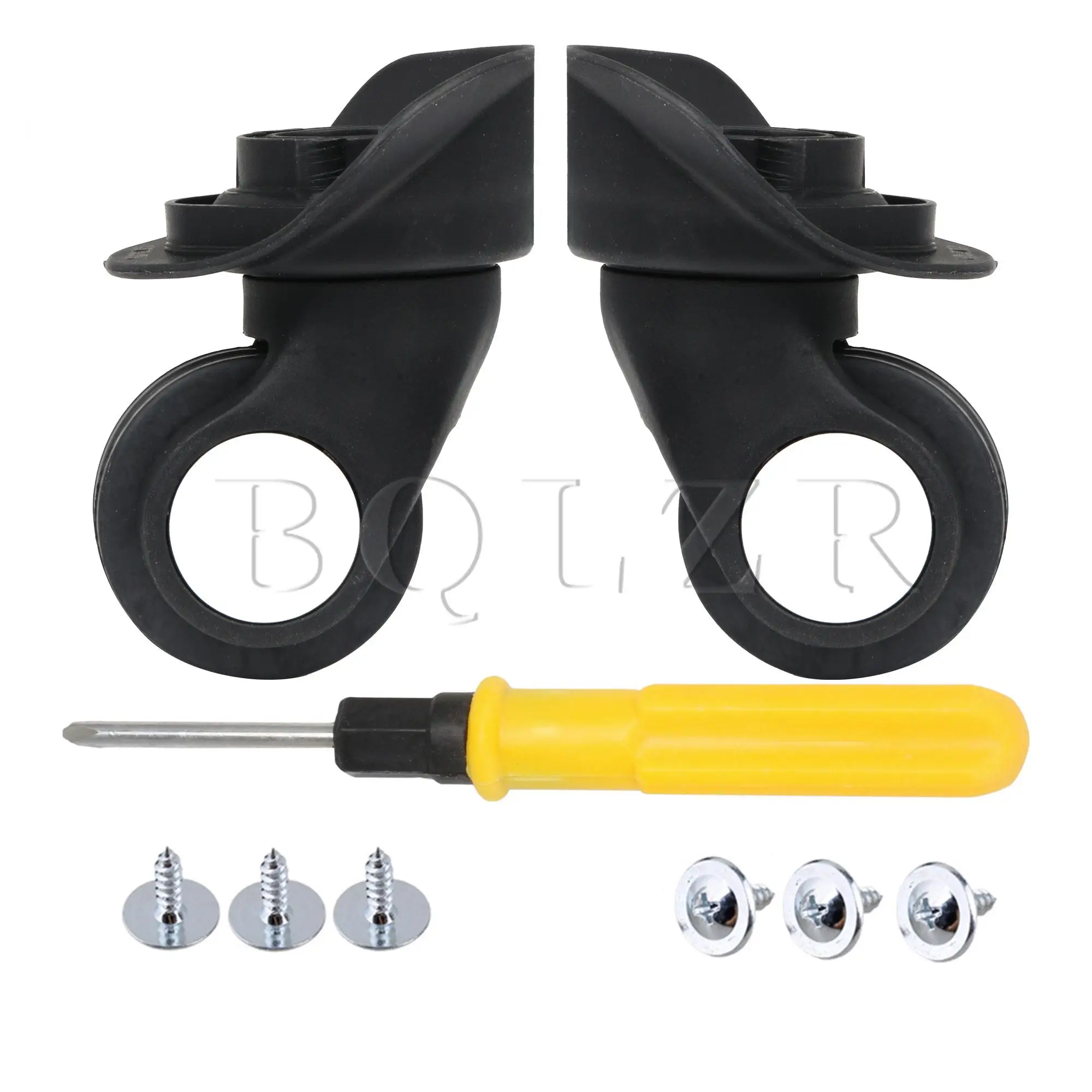 

10pcs DIY BQLZR 8.5x8.3x4.9cm Black Plastic Left & Right Luggage Wheels Replacement W/6 Srews