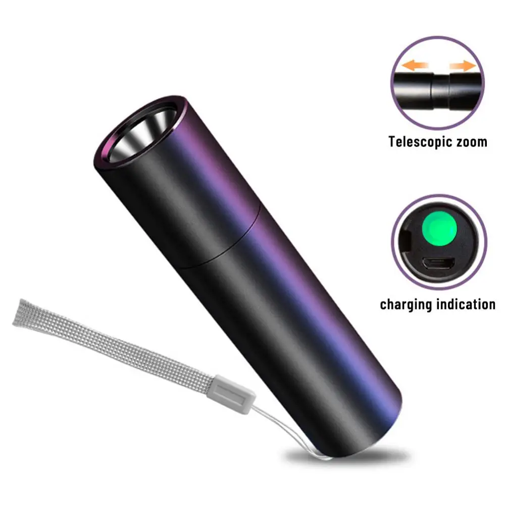 

Powerful Flashlight Rechargable Mini LED Flashlight 3 Lighting Mode Waterproof Torch Telescopic Outdoor Zoom Portable Torch