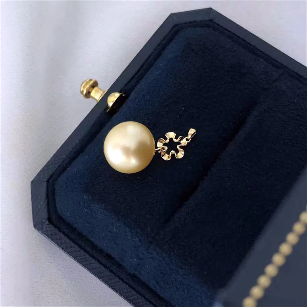 

Real 18K Gold AU750 half hole pearl pendant bead holder bead cap holder DIY first jewelry accessories material No Chain No Pearl