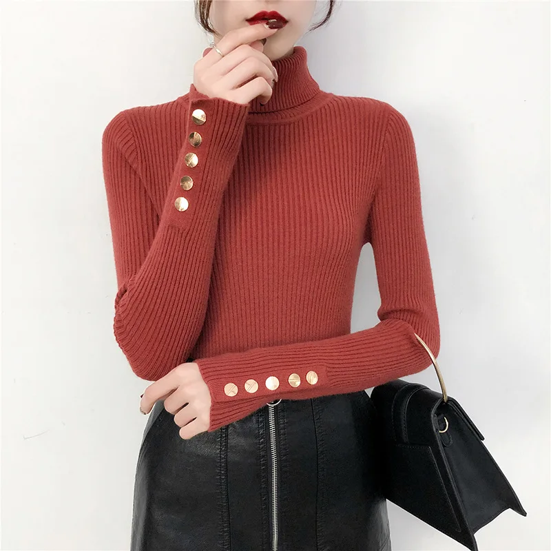 

Autumn and Winter 2023 New Slim Lapel Slim Sweater Women's Undercoat with High Collar Long Sleeve Knitwear