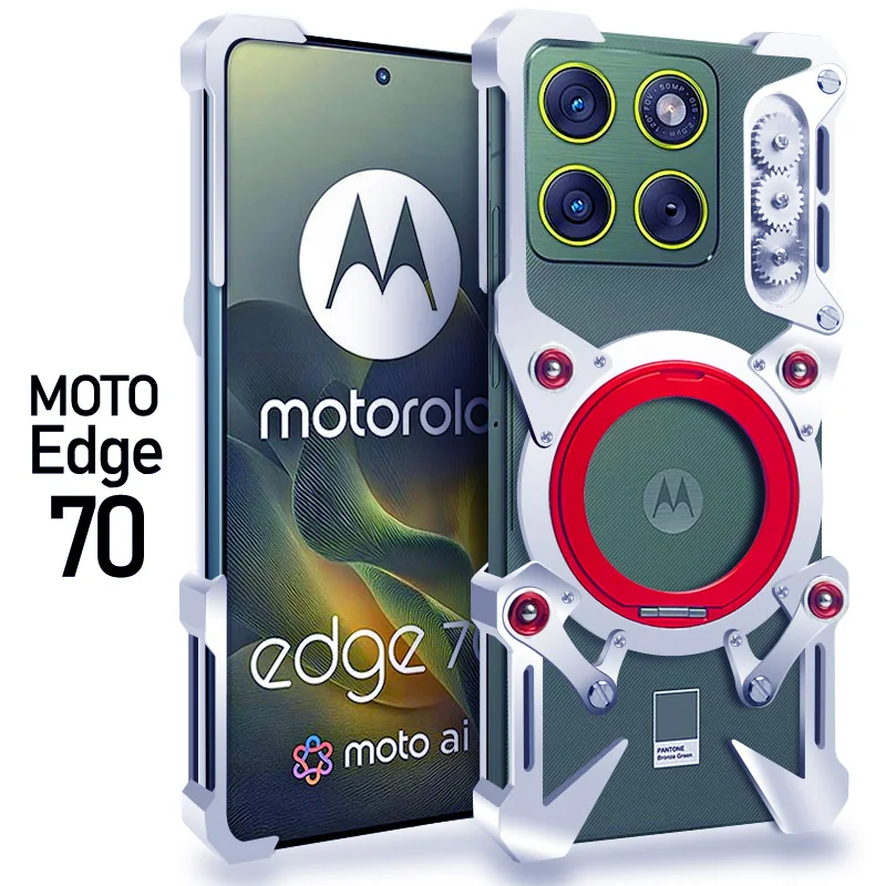 Фото Роскошный металлический защитный бронированный чехол для Motorola Edge 70 Edge 60 50 Pro Fusion Neo, вращающийся на 360 градусов кронштейн, задняя крышка №1