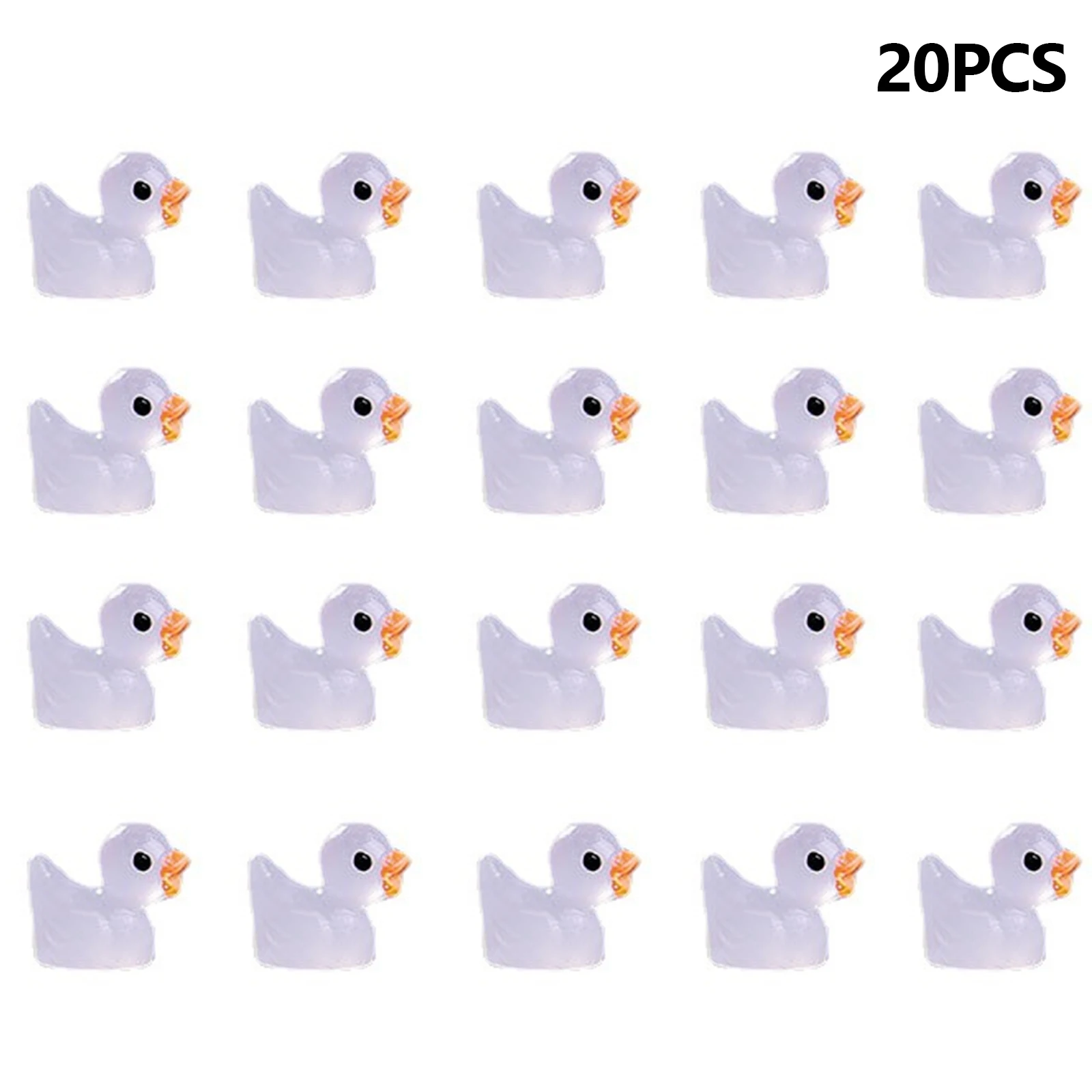 

20PCS Mini Luminous Resin Ducks Glow in The Dark Miniature Ornament Tiny Ducks For DIY Garden Dollhouse Duck Accessories