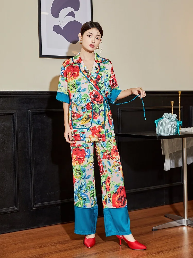 

Chinese Women 2PCS Pajamas Sets Cardigan Tether Sexy T-Shirts Underwear Sleepwear Suit Summer Rayon Home Pyjamas Nightwear M-XL
