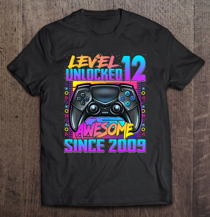 

Level 12 Unlocked Awesome Since 2009 12Th Birthday Gaming 7 Oversized T-Shirt Couple T Shirt For Men Blouse T Shirt Graphict