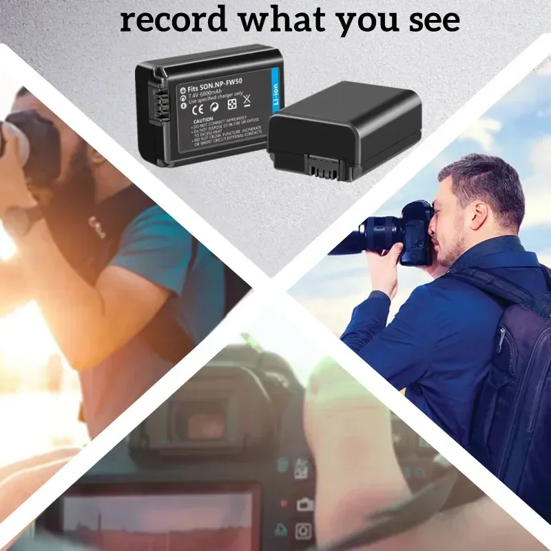 Комплект аккумуляторов для камеры NP-FW50 6800 мАч совместимый с Sony AlphaA6000 A6500 A6300 A6400 A7