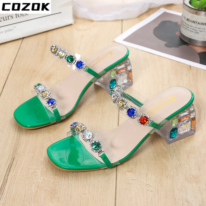 

Women Shoes 2022 New Summer Heels Shoes Women Crystal Gladiator Designer Luxury Sandals Slipper Flip Flops Ladeis Mujer Slides