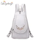 Женский рюкзак 3-в-1 из мягкой потертой кожи, маленький дорожный ранец с котом для девушек