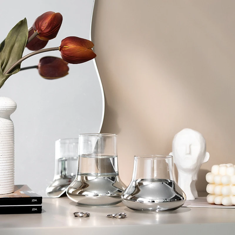 

INS New Creative UFO Glass Silver Plating Glass Goblet Tea Coffee Water also can be Vase