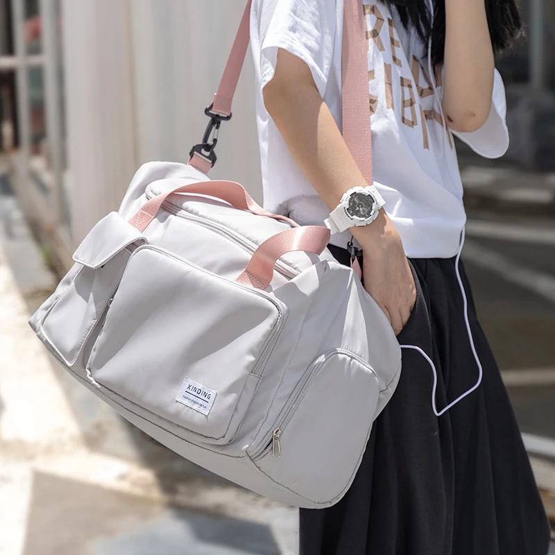 Large Capacity Women Fashion Travel Bag With Shoe Warehouse Oxford Dry Wet Separation Multifunction Outdoor Trip Shoulder Bag