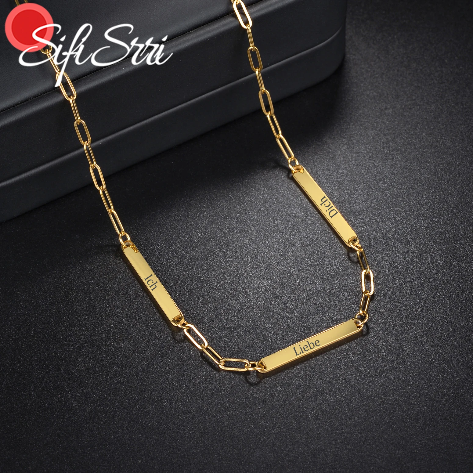 Женское Ожерелье Sifisrri с именем на заказ чокер из нержавеющей стали зажимом для
