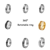 anxiety relief spinning ring women stainless steel rings star moon chain frosted rotating ring for men trend jewelry accessories