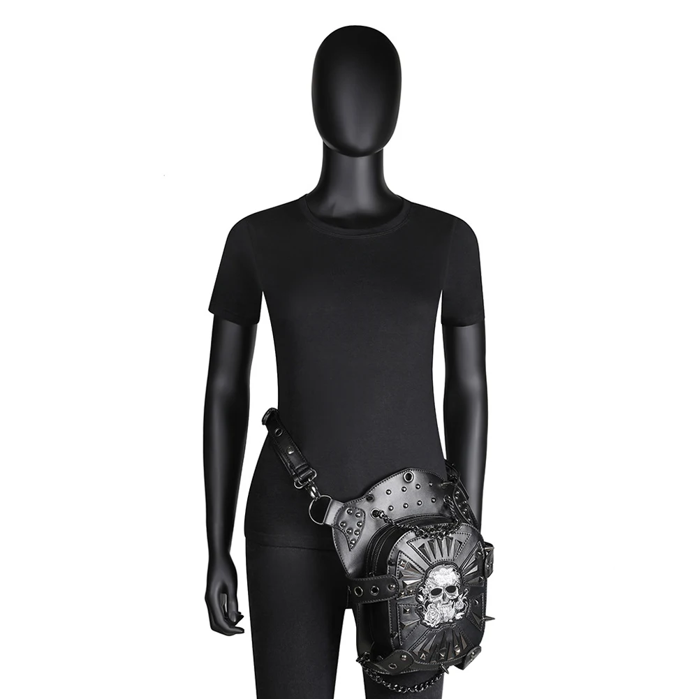 Сумка на плечо в стиле стимпанк сумочка бедро с заклепками ретро панк рок готика