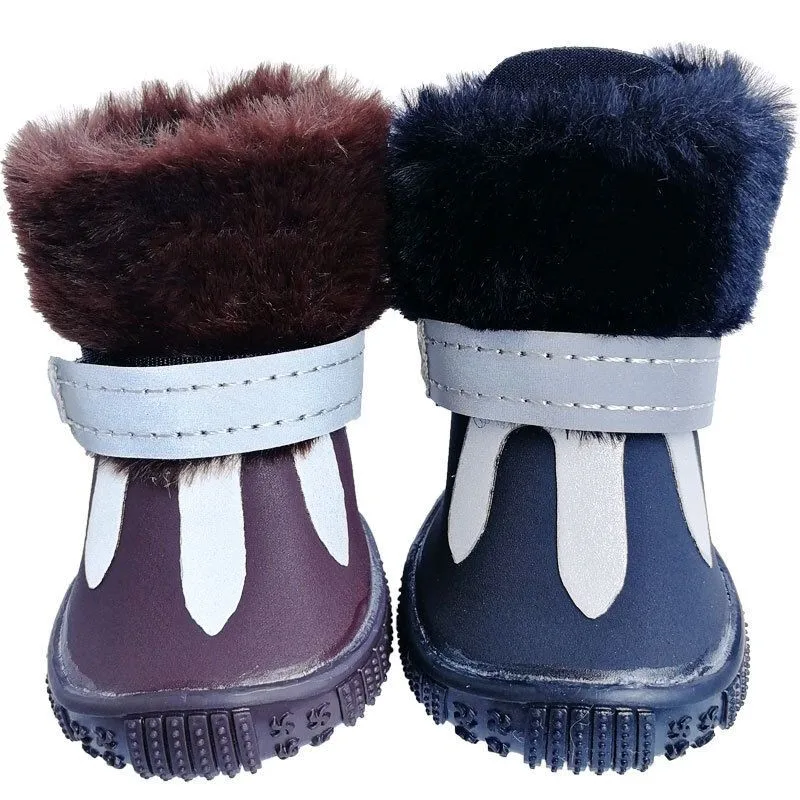 

Зимняя обувь для маленьких собак, теплые зимние ботинки, водонепроницаемая меховая нескользящая обувь для чихуахуа, светоотражающие ботин...