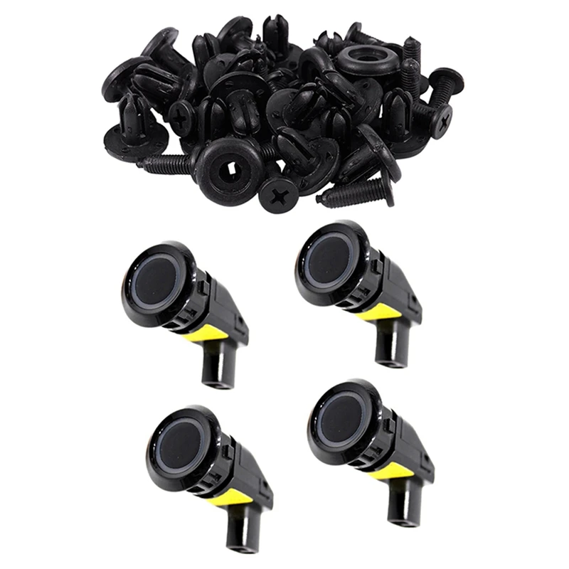 

20Pcs Car Bumper Fender 7Mm Hole Black Plastic Rivets & 4Pcs Pdc Sensors For Chevrolet Captiva Parking Assistance