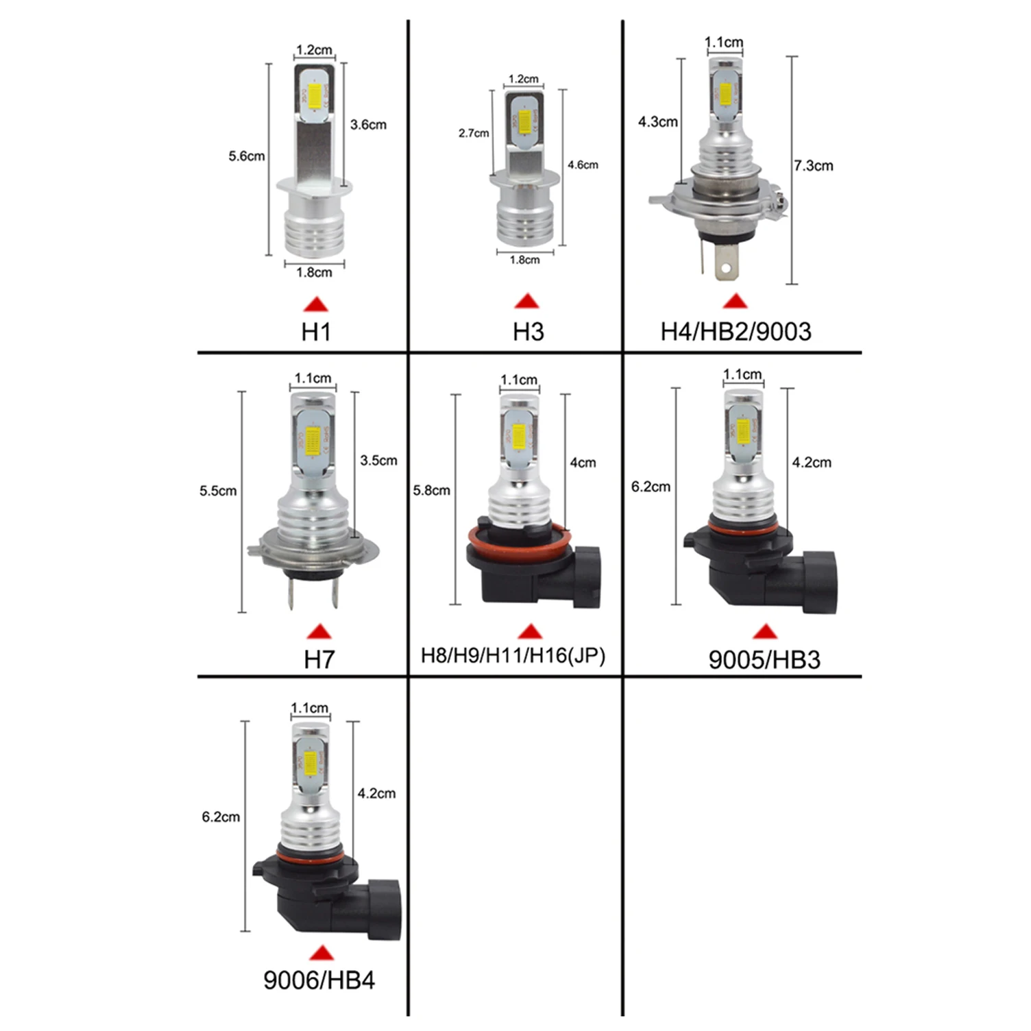 2Pcs New CSP 9005 HB3 9006 HB4H11 H8 H4 H7 H1 PSX24W H16 H3 H10 LED Car Lights Headlight Bulbs 20000LM 6000K Auto Fog Lamp images - 6