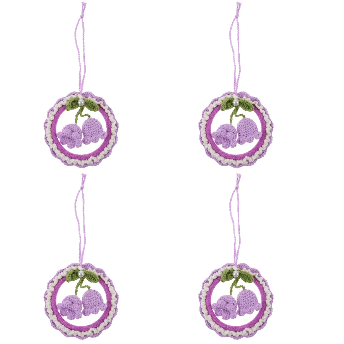 

Set 4 Lily The Valley Pendant Plants Decor Rear View Mirror Accessories Car Decoration Rearview Hanging Ornament Yarn