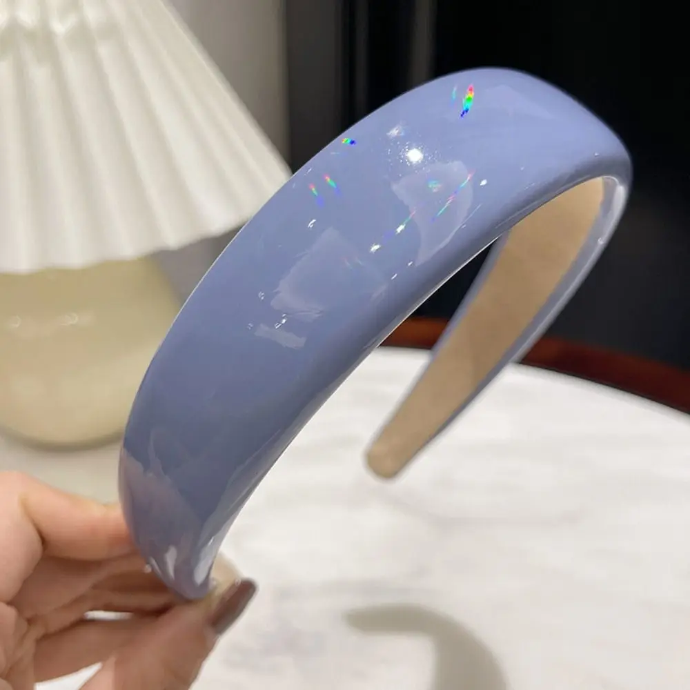 

Retro Laser Headdress For Girls Headwear For Women Wide Women Hair Hoop Pu Hairband Korean Style Headband Hair Accessories