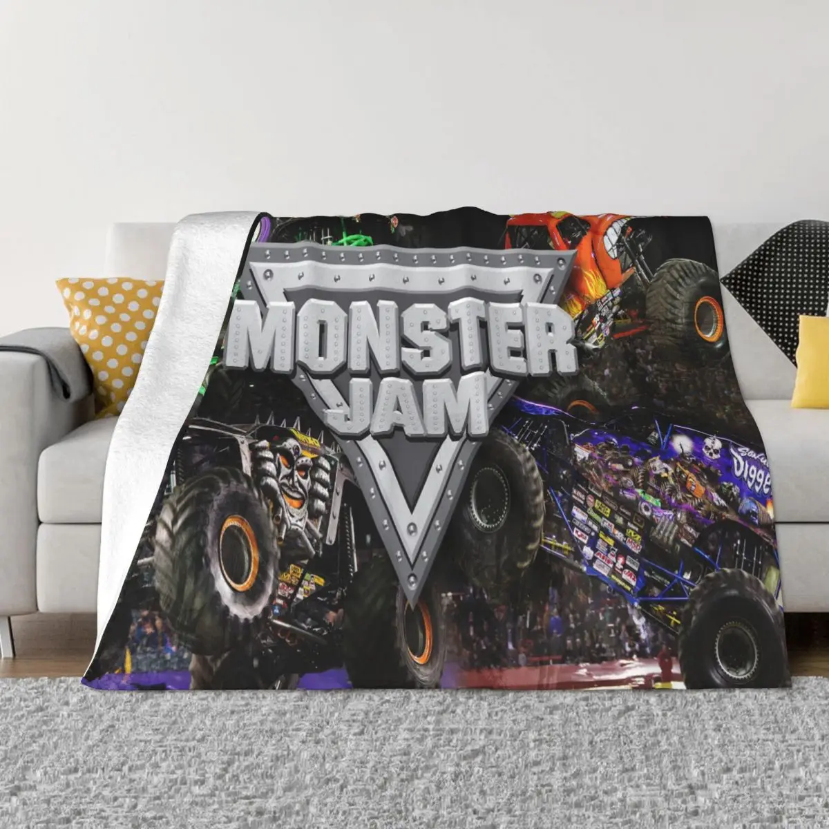 

Одеяло с флисовой подкладкой Monster Jam, многофункциональное теплое покрывало для дивана, постельное белье