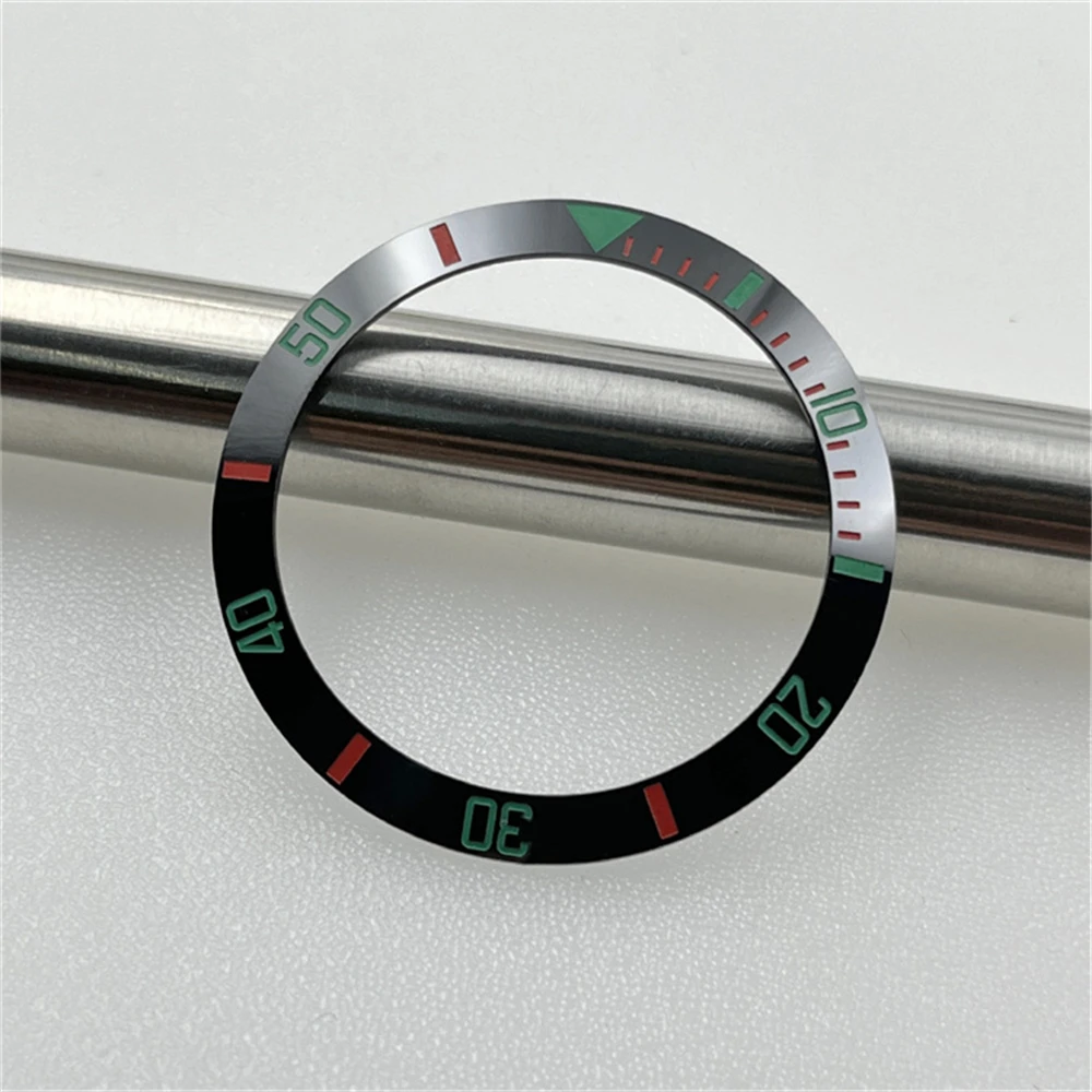 Mechanical Watch Ceramic Bezel Diving Watch Chronograph Ring Mouth No Luminous Watch Bezels 38mm 30.5mm Red Green Scale Circle