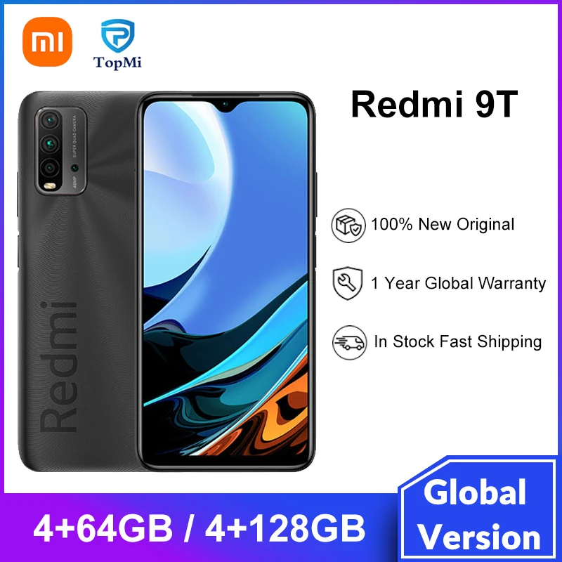 Xiaomi Redmi 9 T 4 Гб ОЗУ 64 ГБ/Глобальная версия ПЗУ экран 128 дюйма Восьмиядерный