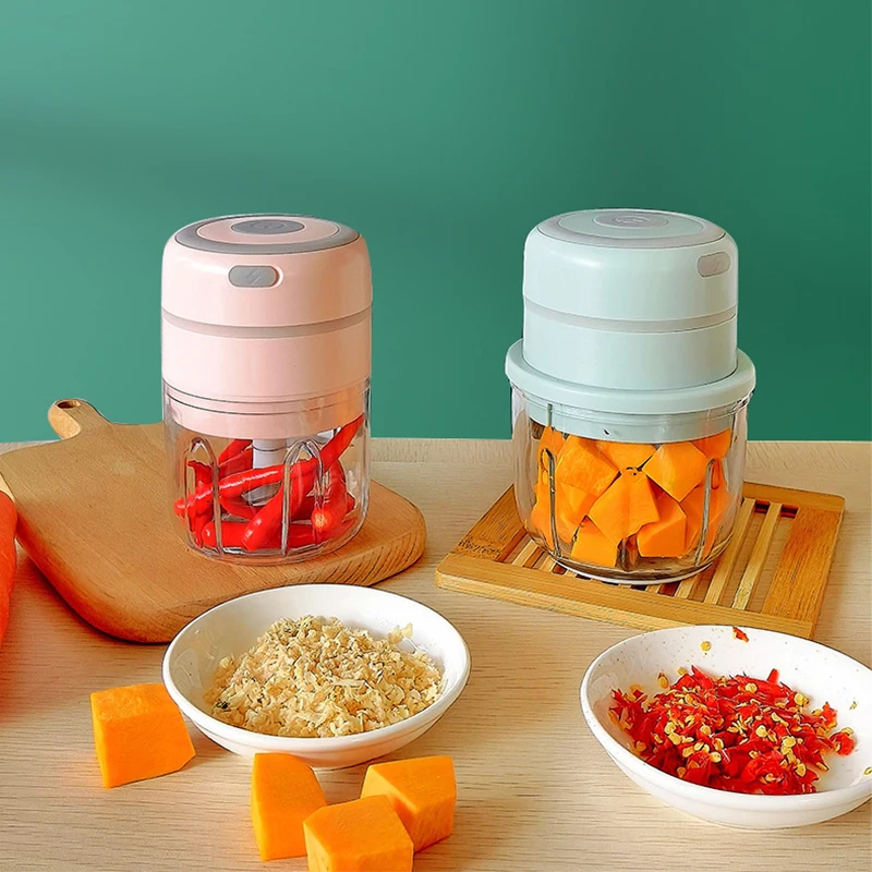 

100/250mL Mini Electric Garlic Chopper USB Charging Chopper Food Garlic Ginger ChiliMasher Vegetable Blenders Kitchen Gadgets