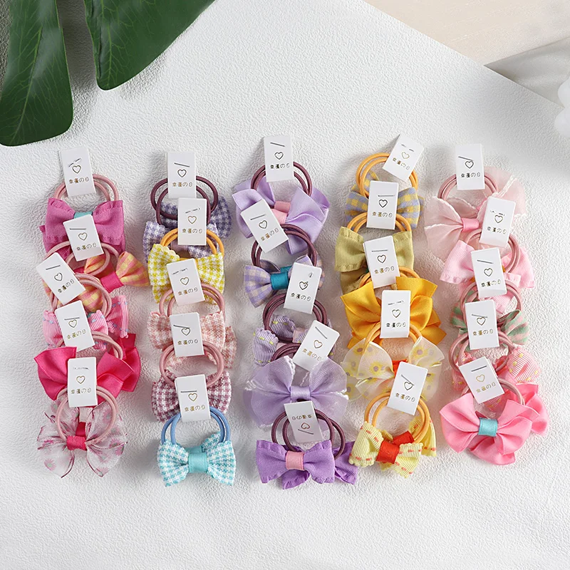 

New 10Pcs/Set Girls Sweet Elastic Hair Bands Cute Bow Scrunchies Hair Accessories Kids Ponytail Headbands Headwear Gift