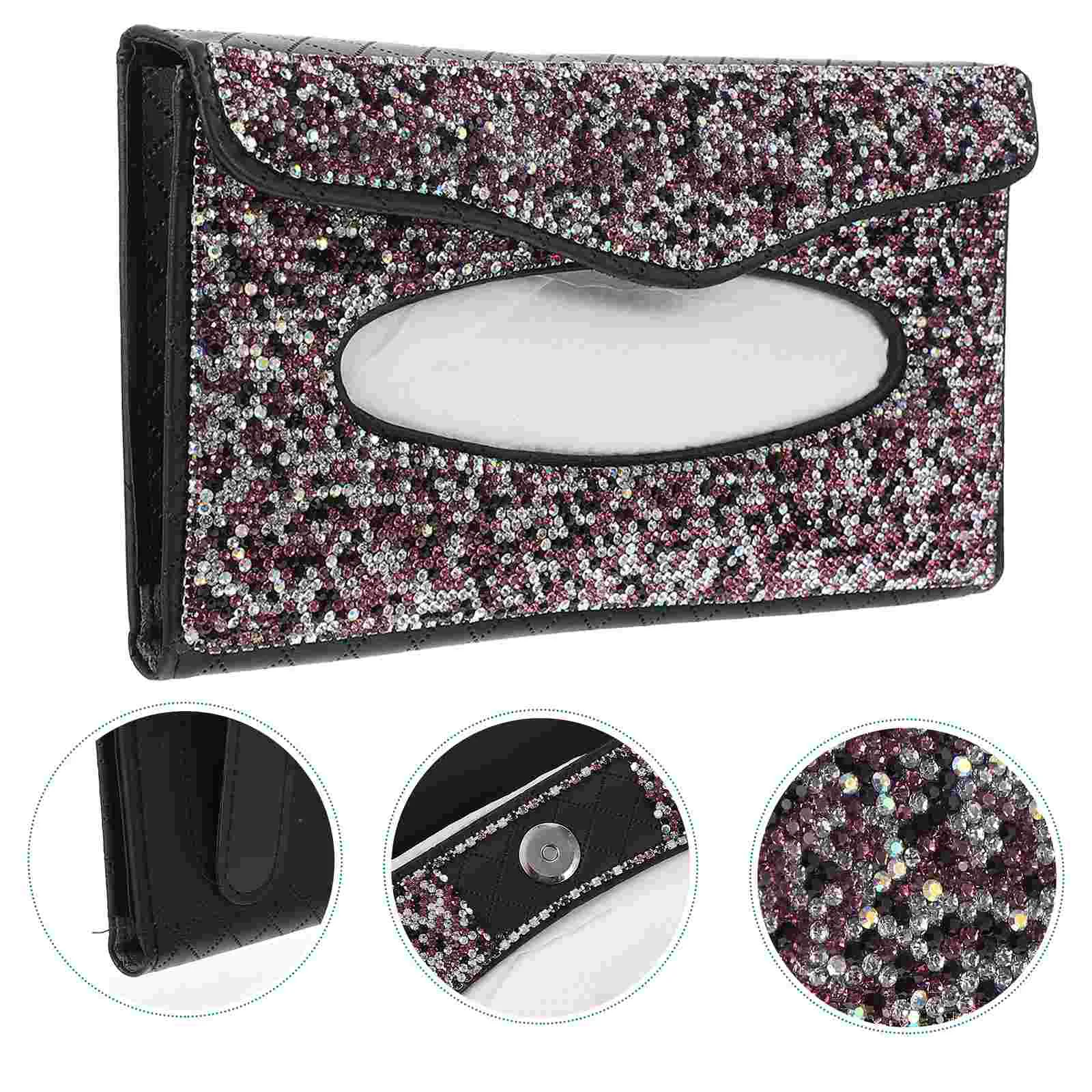 

Holder Tissue Car Napkin Visor Bling Sun Hanging Pu Clip Towel Paper Container Masks Auto Crystal Backseat Crystals Case Box