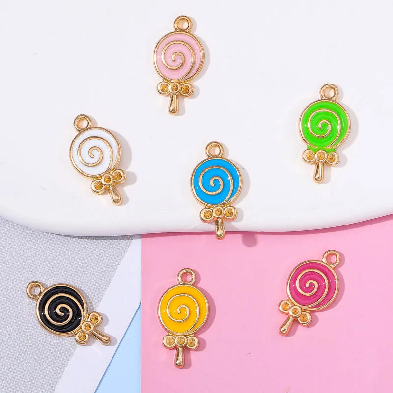 

20Pcs 18*9mm Colorful Cute Lollipop Charm for DIY Jewelry Making Accessories Enamel Candy Pendant Necklace Earring Bracelet Make