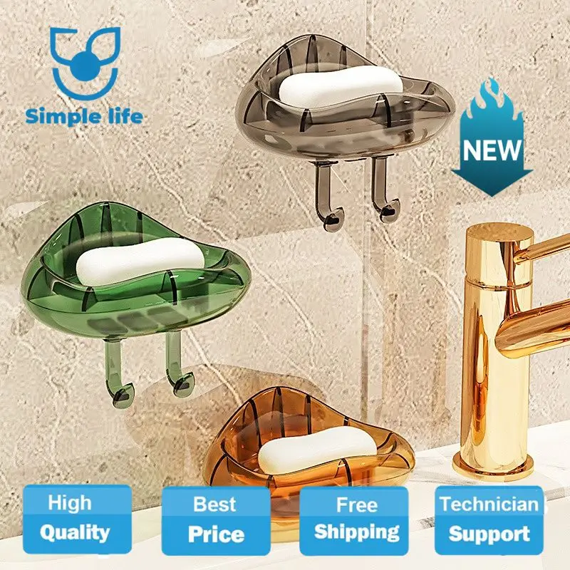 

Настенный держатель для мыла, Прозрачный Прочный простой в установке удобный дренажный компактный дизайн, прозрачный держатель для мыла