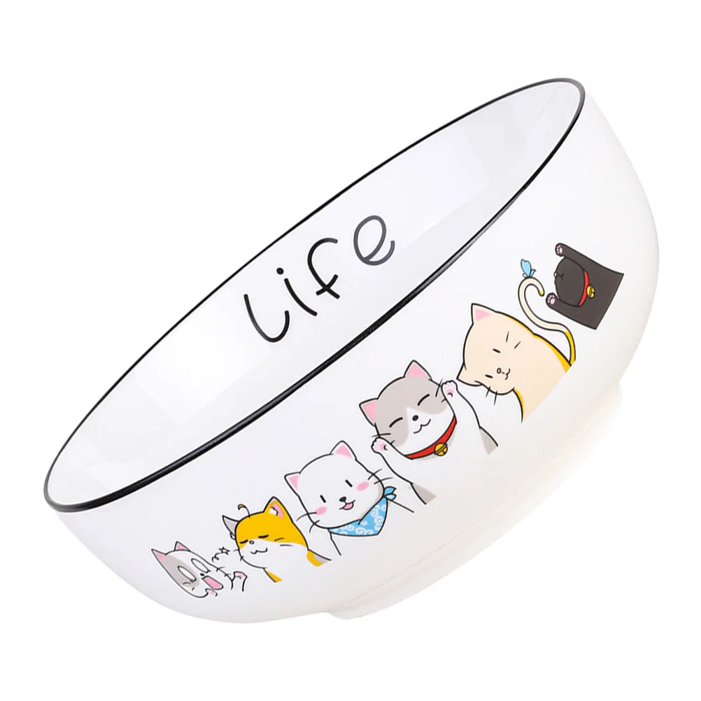 

Bowl Ceramic Bowls Serving Japanese Soup Ramen Salad Dessert Ricenoodle Porcelain Oatmeal Cat Cute Bow Cereal Pasta Asian