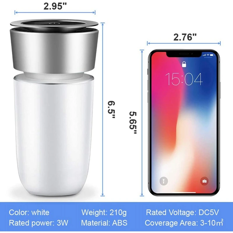 Персональные очистители воздуха для автомобиля с 5-цветной светодиодной