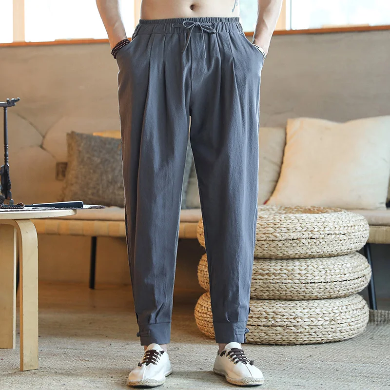New Men's Linen Trousers Men's Breathable Comfortable Linen Trousers Daily Outdoor Casual Pants M-5XL