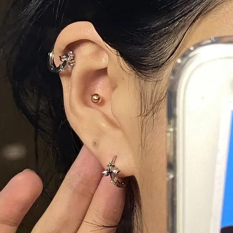 Мини-серьги-кольца через плечо с крестом женские серебряные серьги S925 винтажный