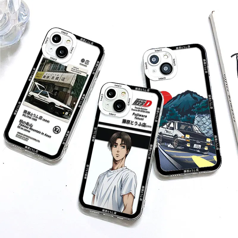 Anime Initial D Phone Case For iPhone 14 13 12 11 Pro Max Mini X XR XSMAX SE20 8 7 6 6S Plus Transparent TPU Lens Creative Cover