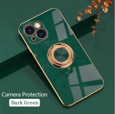 

Plating Phone Case For iPhone 13 12 11 Pro Max Mini X XR 7 8 Plus SE Luxury Soft Magnetic Attraction Ring Holder Back Cover Capa