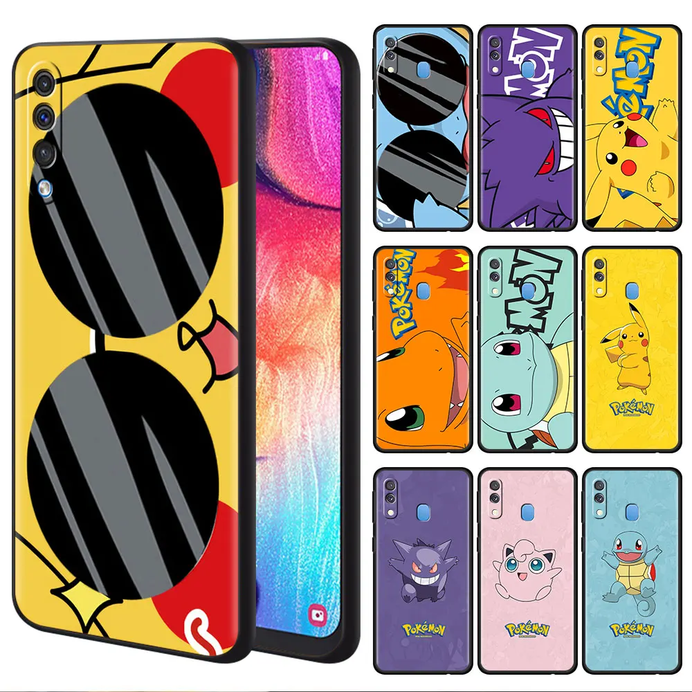 

Cell Phone Case For Samsung Galaxy A50 A51 A71 A52 A12 A22 Black ShockProof Funda A20s A30 M31 M51 A01 Cover Funny Pokemon
