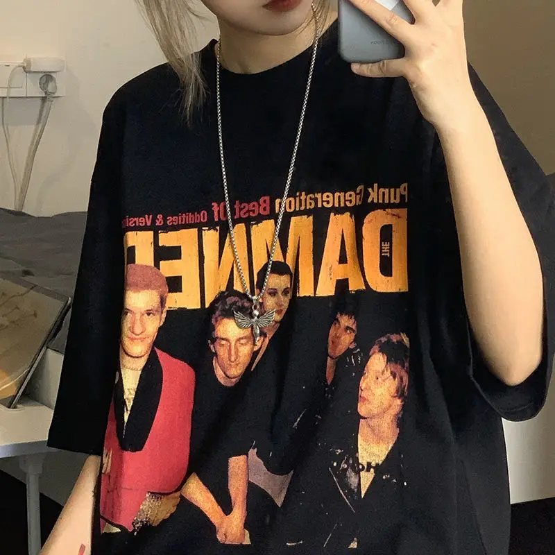 

Summer Hip Hop Streetwear T-Shirt Women Retro Graphic Tees Shirt Harajuku Casual Loose Tee Shirt Short Sleeve Tops Men Clothes