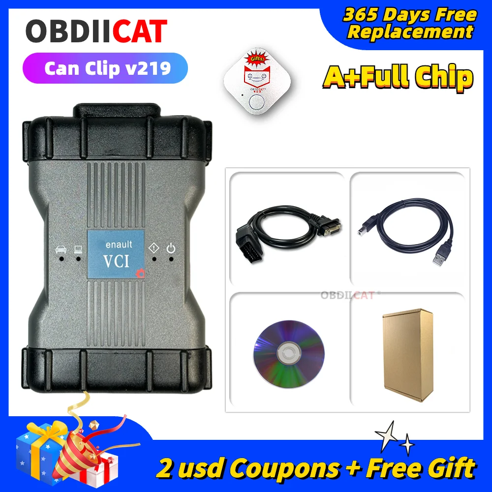 

New Arrvial Can Clip v219 Update New Firmware Version OBD2 Scanner Diagnostic Tool Support Multi-language
