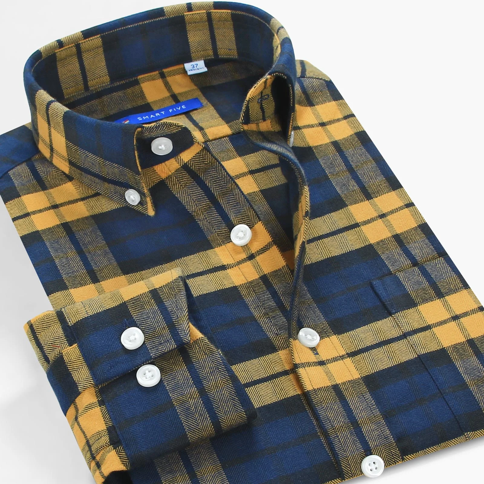 Five Smart Flannel Shirt Men Clothing Thick Long Sleeve Casual Plaid Shirt Slim Fit Branded Vintage 2022 New Man Shirts