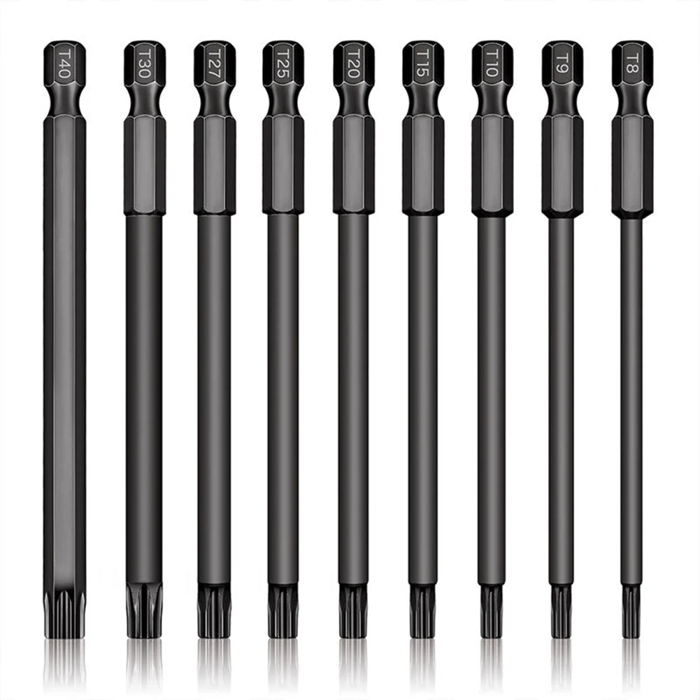 

9pcs 1/4 Inch Torx Hex Head Wrench Drill Bit Set 100mm S2 Steel Screwdriver Bits With Hole For Electric Drills Hand Screwdrivers