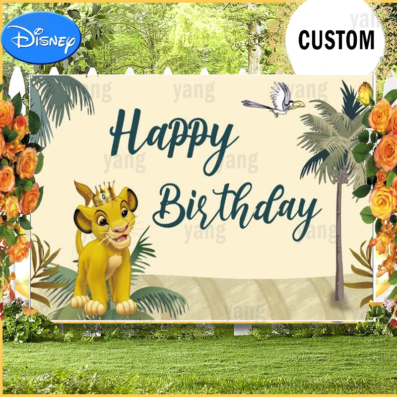 Disney Custom Crown Lion King Simba Backdrop Boy Birthday Party Baby Shower Photo Background Photographic  Props Decor Banner