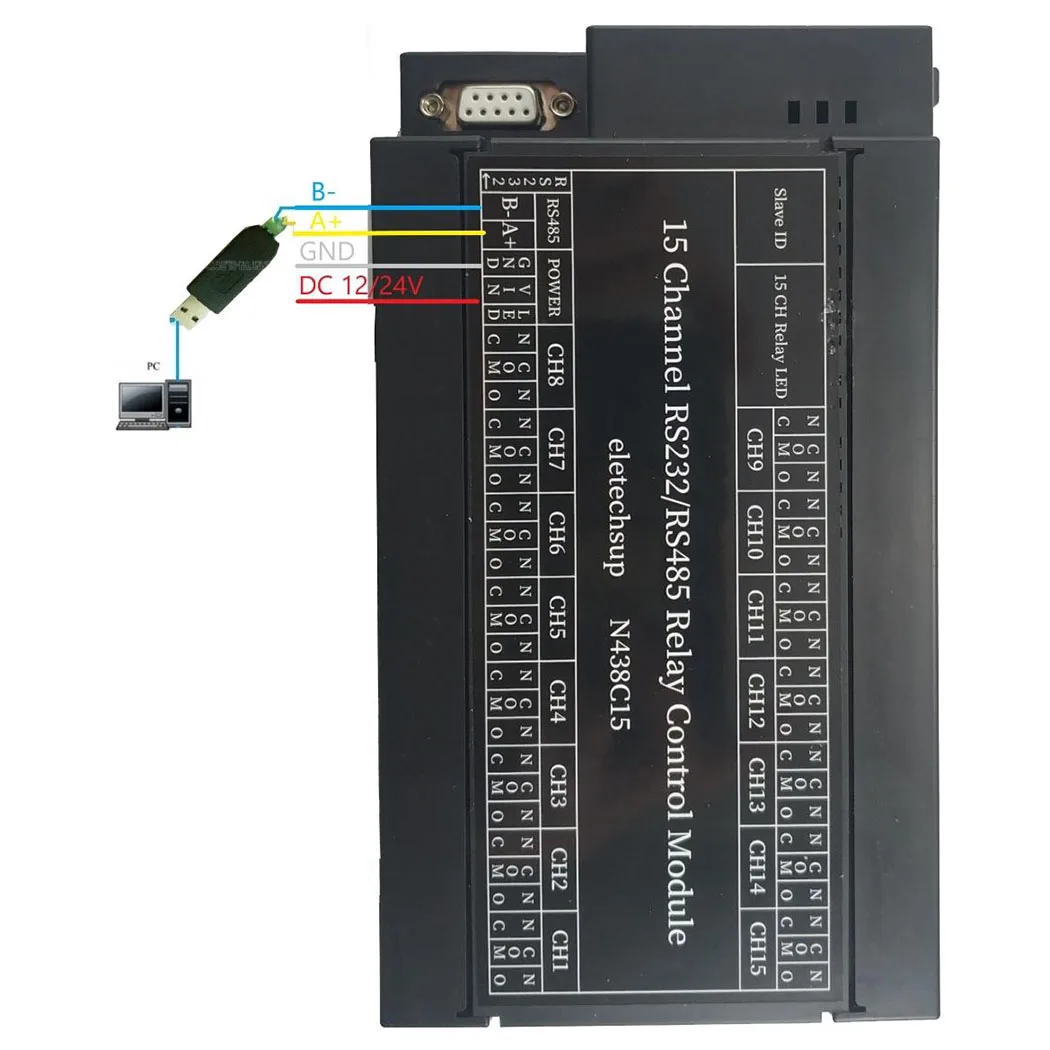 2-в-1 DC 12 В 24 15-канальное реле PC UART последовательный порт переключатель для камеры