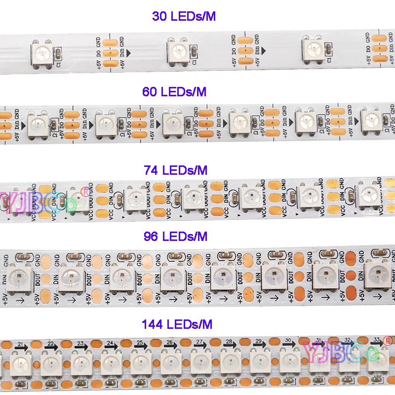 

WS2812B LED Strip Light 5M DC 5V 30/60/74/96/144 Leds/M WS2811 IC Smart Pixels Neon Lamps Tape IP30/IP65/IP67 WS2812 LED Bar